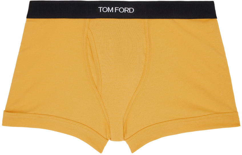 Tom Ford Yellow Jacquard Boxers In 722 Mustard