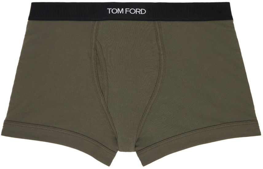 Tom Ford Khaki Jacquard Boxers In 302 Military Green