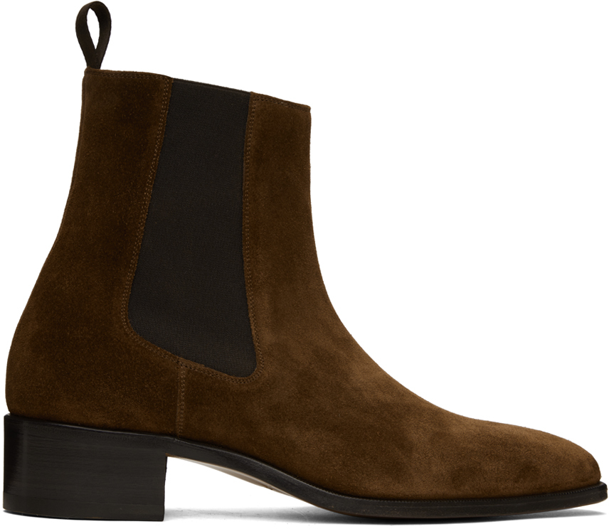 Tom Ford Brown Leather Chelsea Boots In 1b032 Burnt