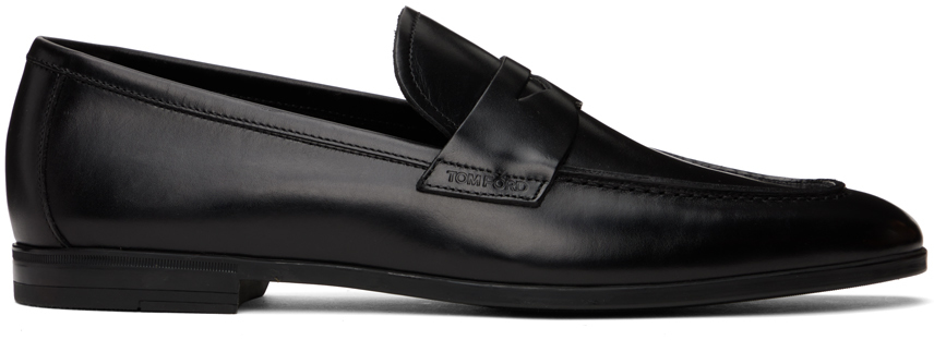 TOM FORD: Black Smooth Leather Loafers | SSENSE