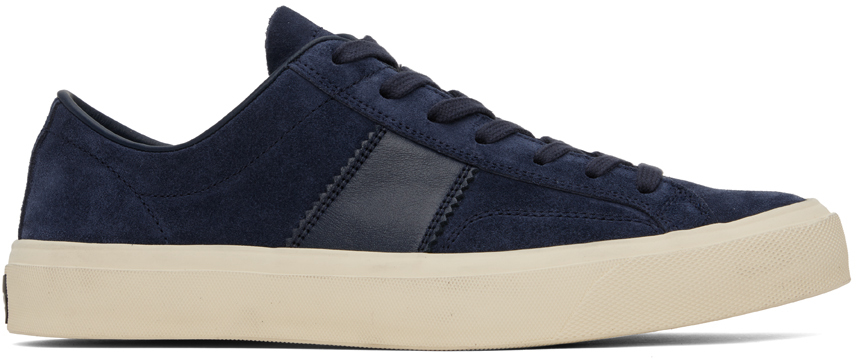 Tom Ford Logo-patch Suede Trainers In Black
