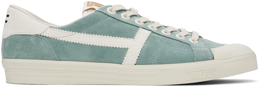 Tom Ford Blue Jarvis Sneakers In 5e005 Sage/chalk + C