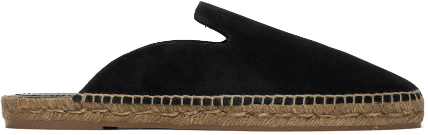 Black Leather Espadrilles