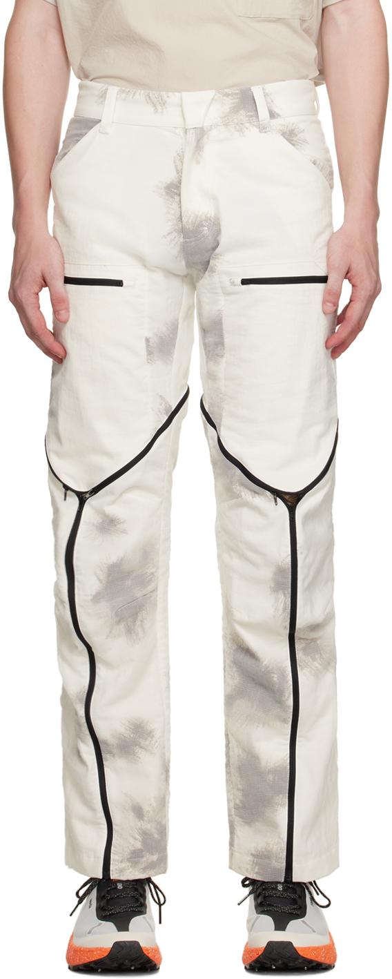 White Tri Zip Cargo Pants