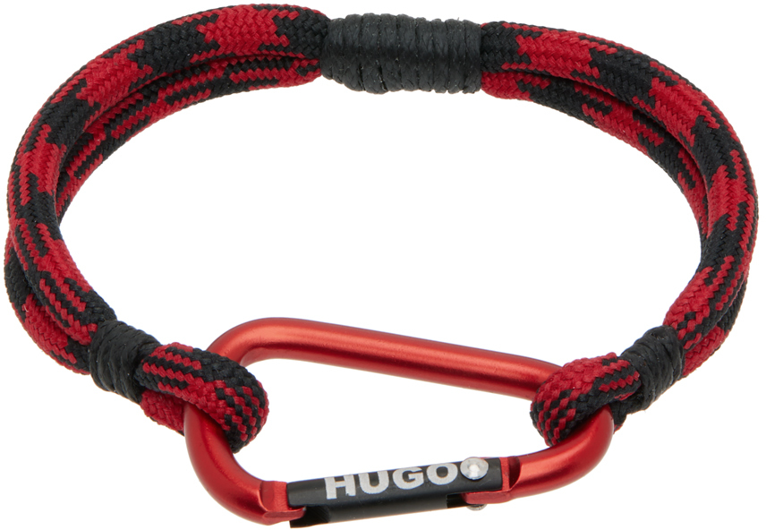 Hugo Red Branded Carabiner Bracelet