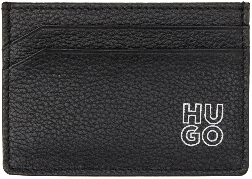 Shop Hugo Black Logo Card Holder In 001 - Black