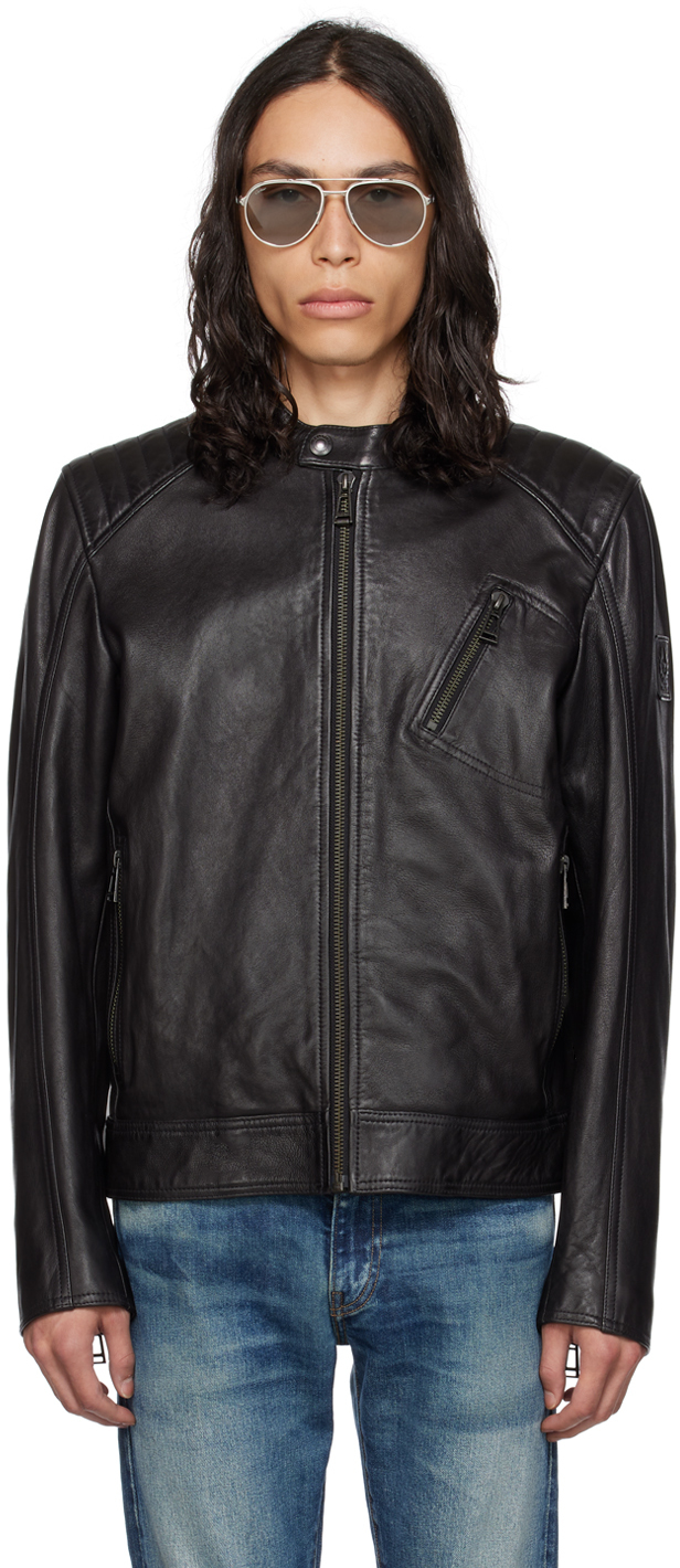 Black V Racer Leather Jacket