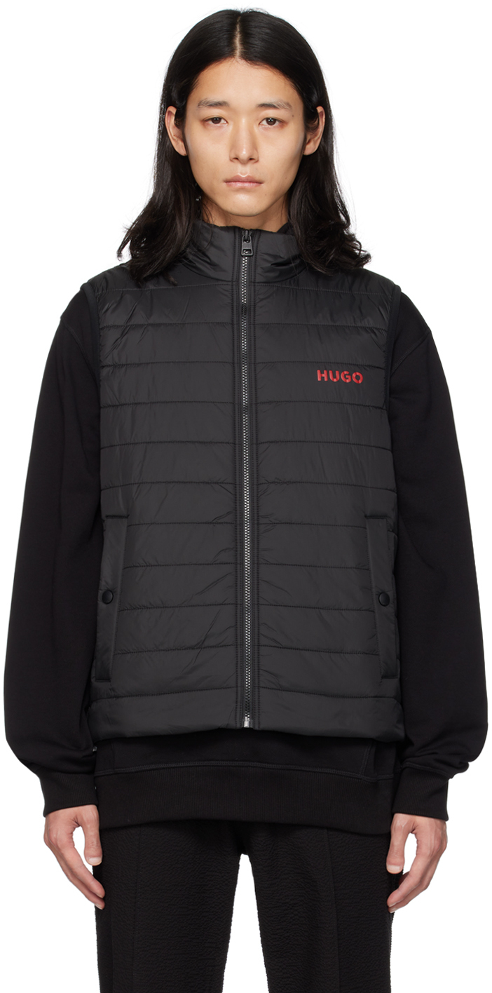 Hugo Black Printed Vest In 001- Black