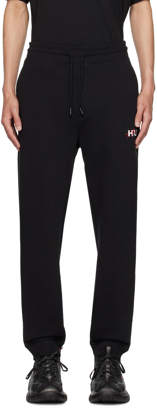 Hugo Black Relaxed-fit Sweatpants In 001 - Black