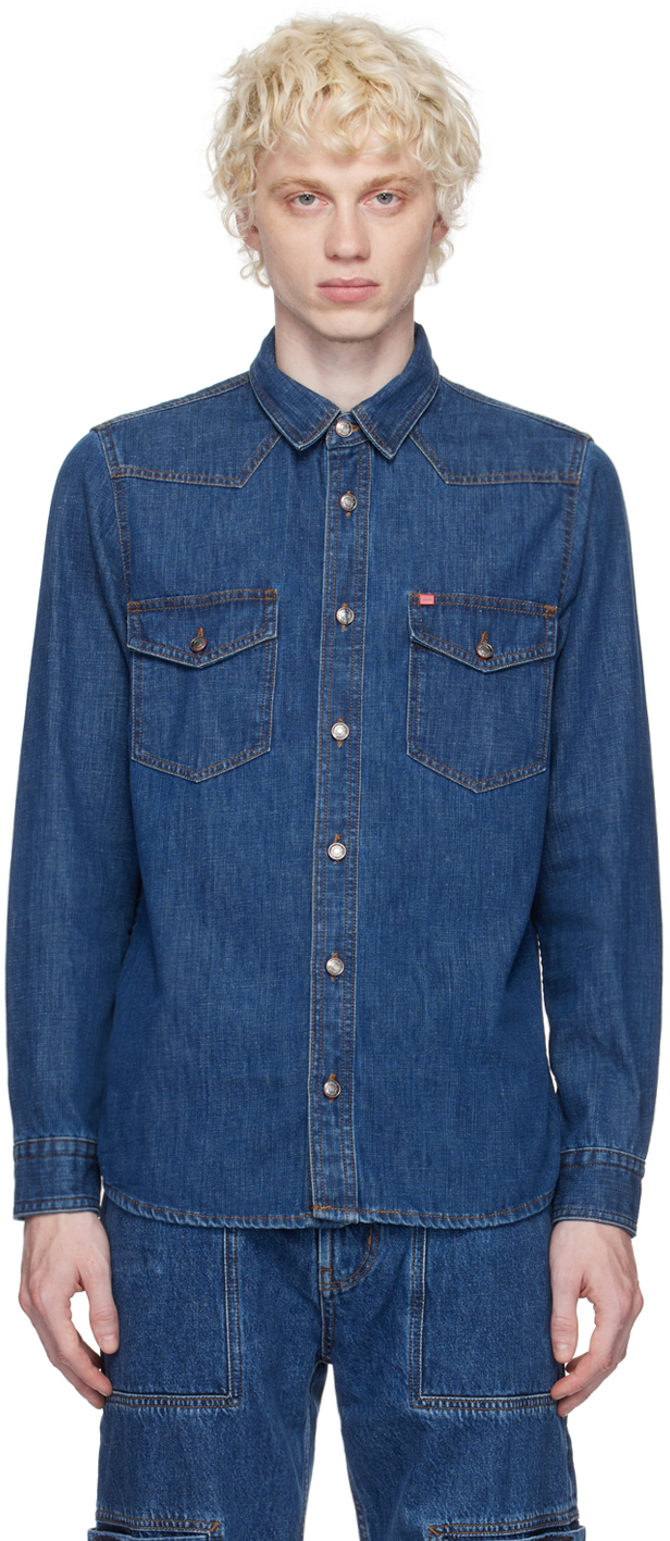 Chemise western Caron bleue à rayures homme Levi's | Destock Jeans