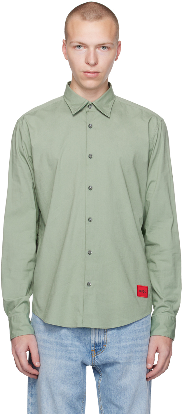 Hugo Green Patch Shirt In 330 - Light/pastel G