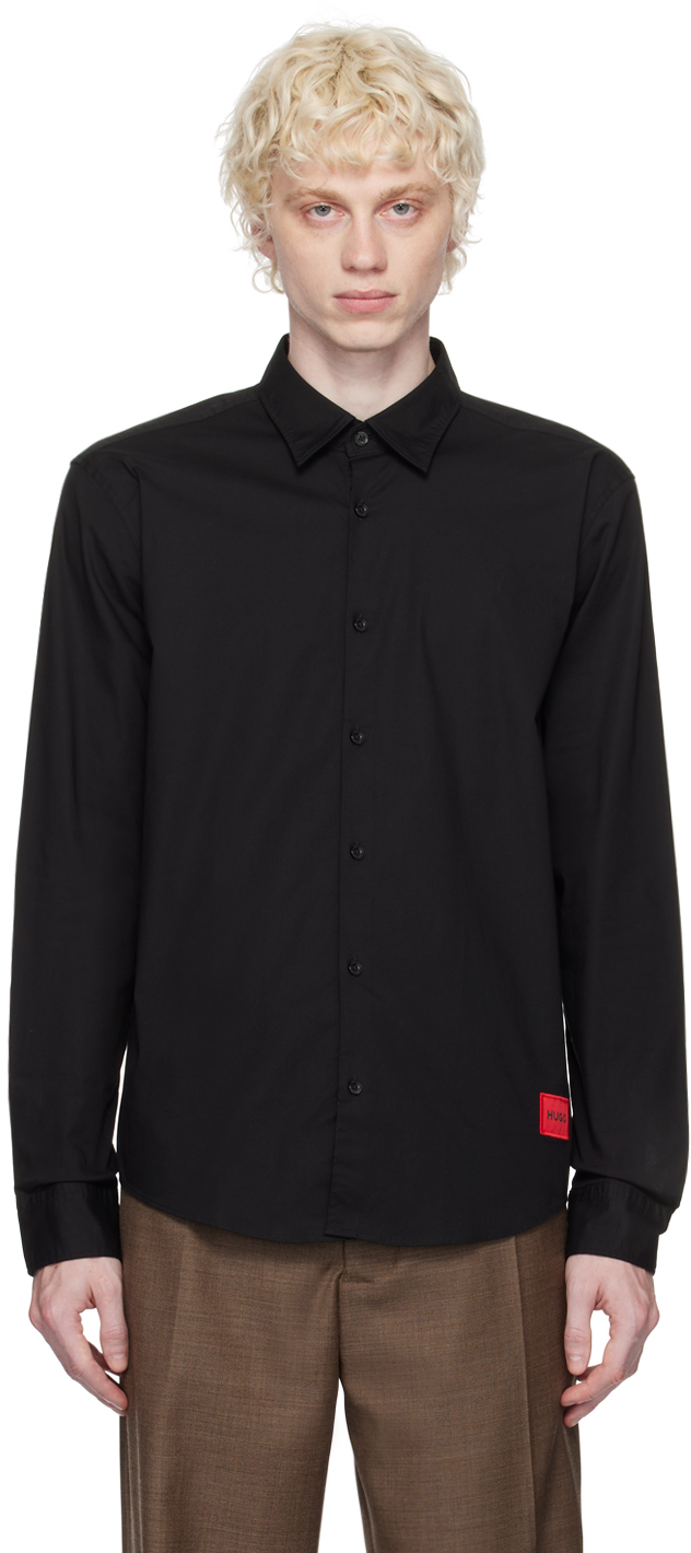 Hugo Black Patch Shirt In 001 - Black