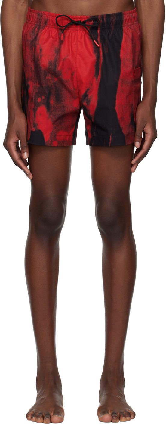 Hugo Red Printed Swim Shorts In 640 - Open Red