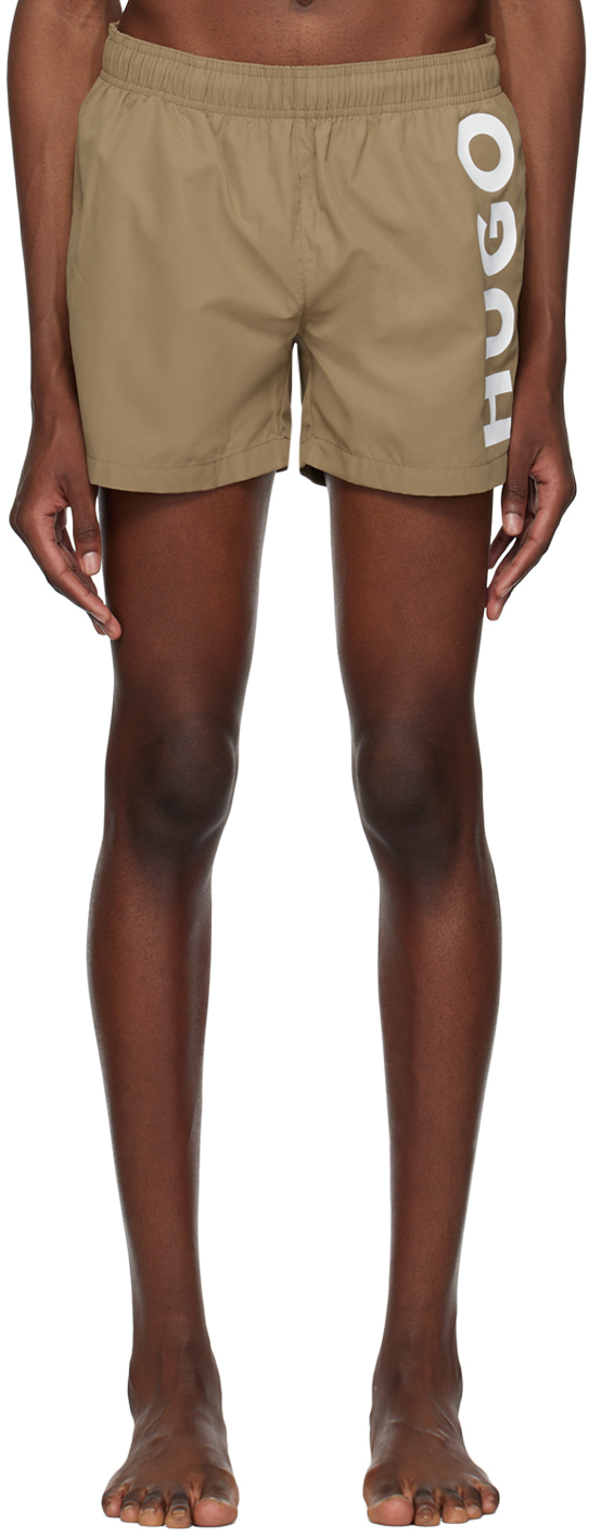 Brown Printed Swim Shorts