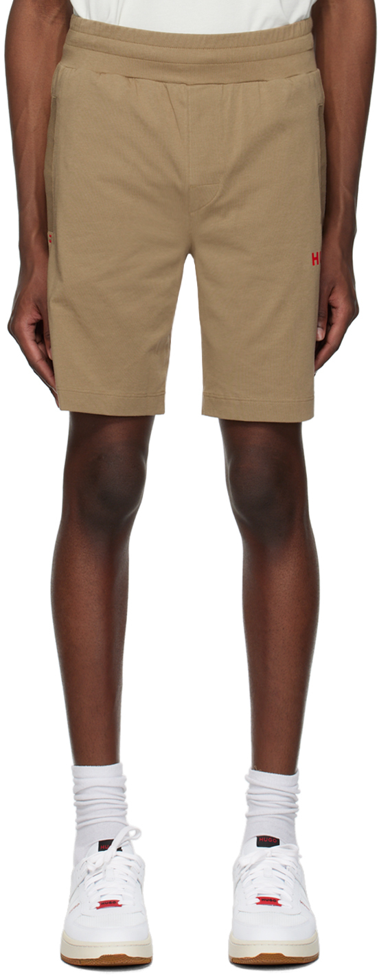 Hugo Brown Printed Shorts In 242 - Open Brown