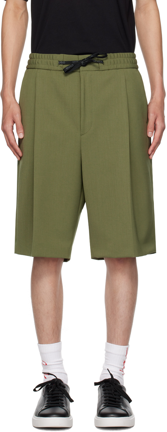 Hugo Green Relaxed-fit Shorts In 345- Open Green