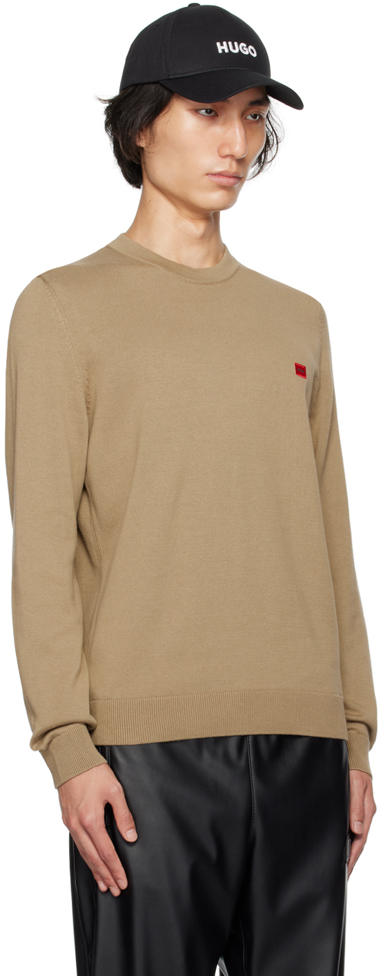 HUGO BOSS TAN PATCH SWEATER