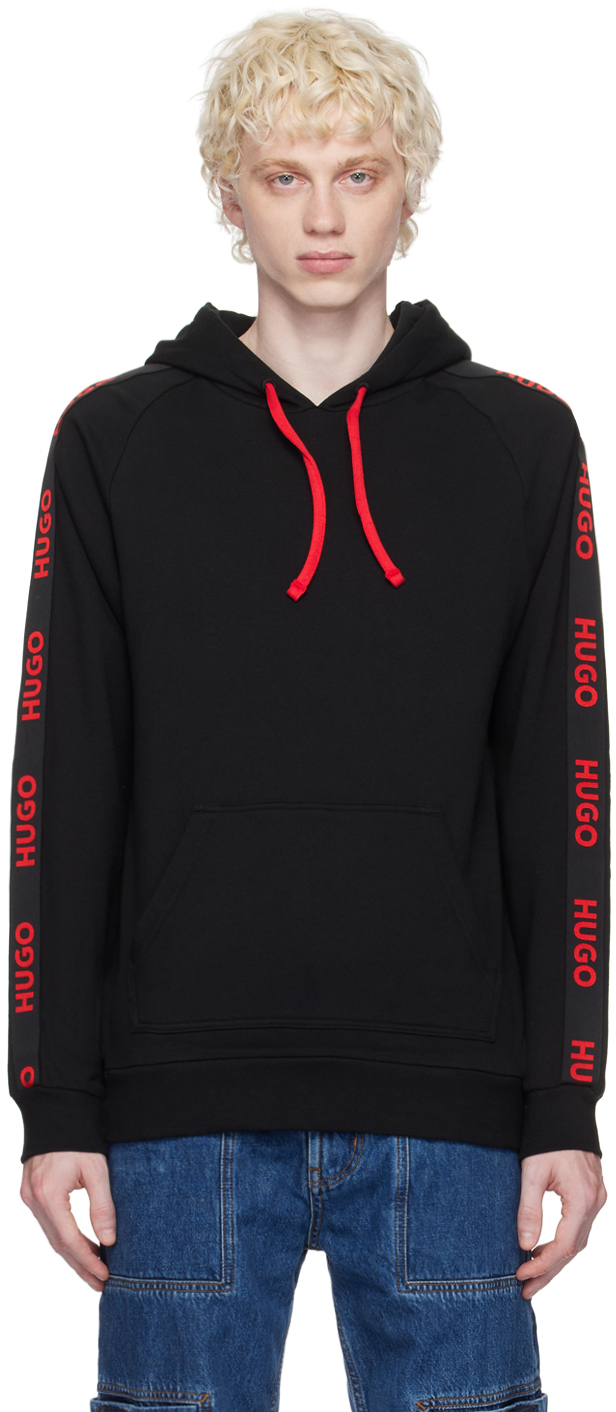 HUGO BLACK DRAWSTRING HOODIE