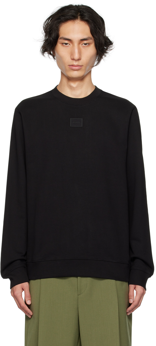 Hugo Black Patch Sweatshirt In 001 - Black