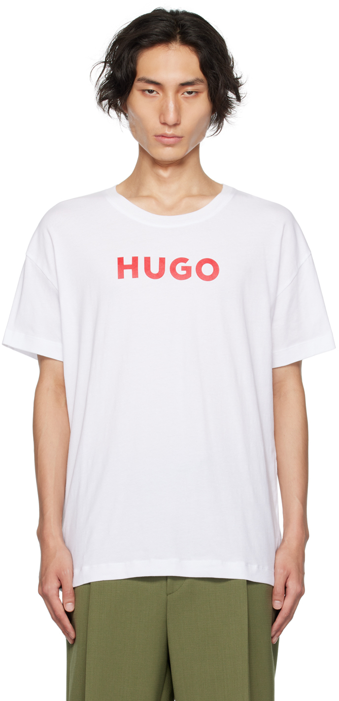 Hugo White Printed T-shirt In 100 - White