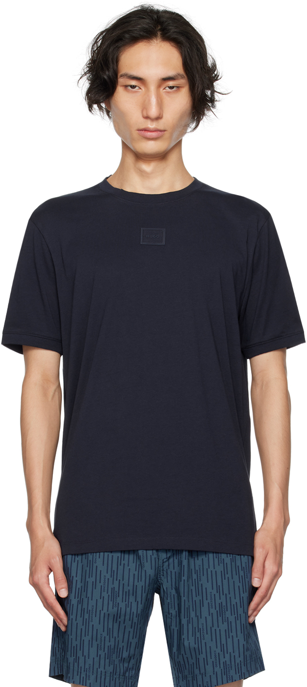Hugo Navy Patch T-shirt In 405 - Dark Blue