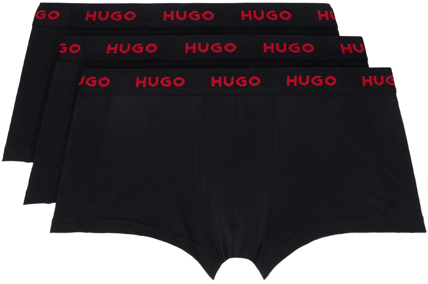 Hugo Three-pack Logo-waistband Boxers In Black