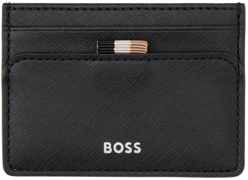 Hugo Boss Money-clip Leather Cardholder In 001 - Black