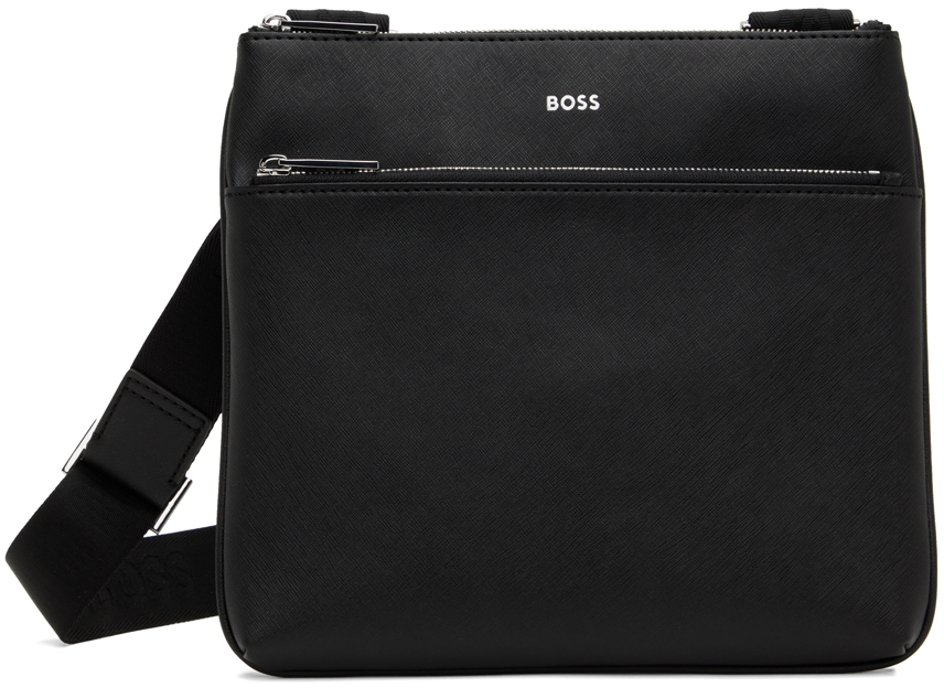 Hugo Boss Structured Envelope Bag With Logo Lettering In Black