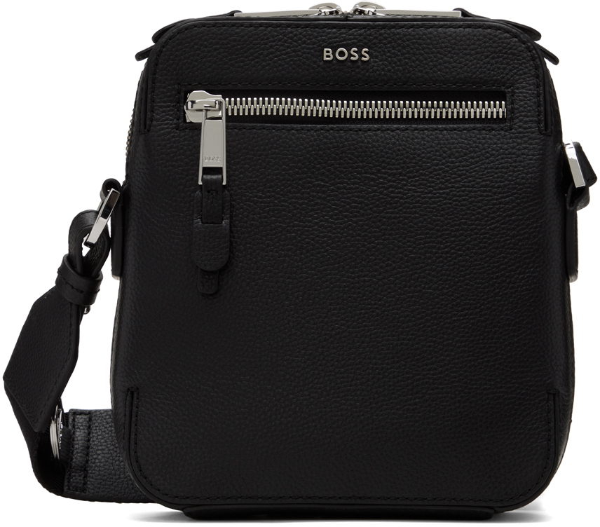 Hugo Boss Black Leather Reporter Bag In Black 001