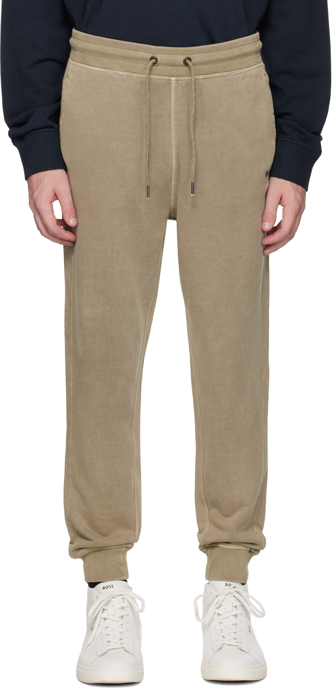 Hugo Boss Taupe Relaxed-fit Track Pants In 336 - Light/pastel G