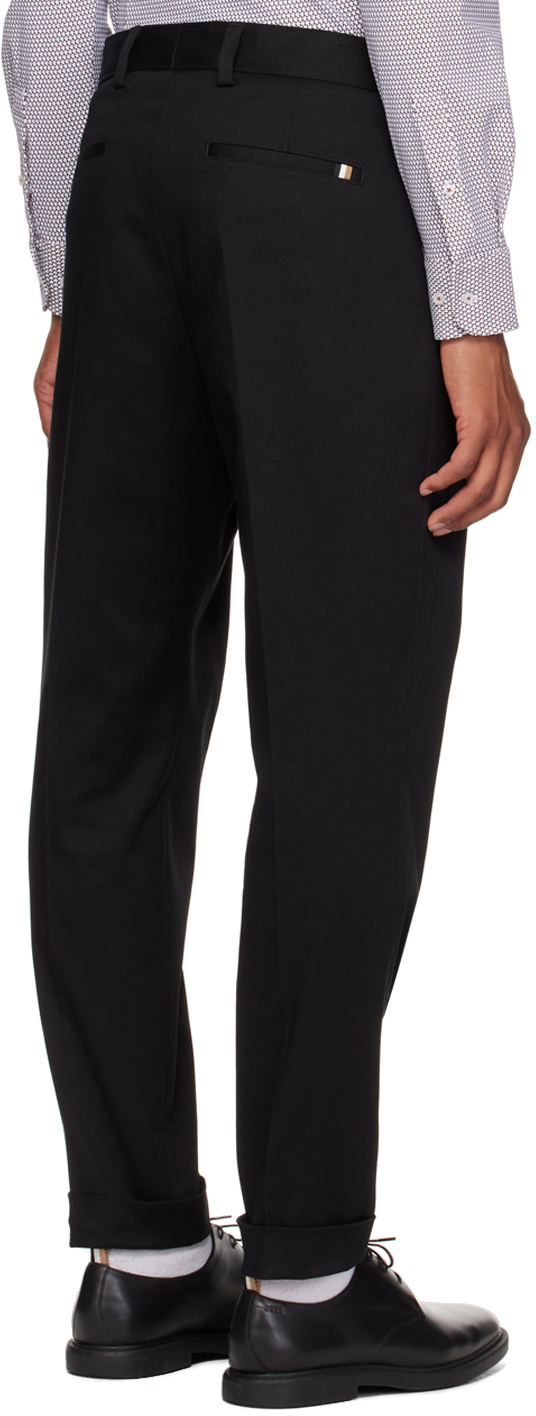 Hugo Boss Perin Pleated Wool Blend Trousers In 001 - Black