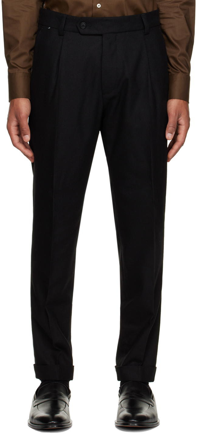 Black Creased Trousers by BOSS on Sale