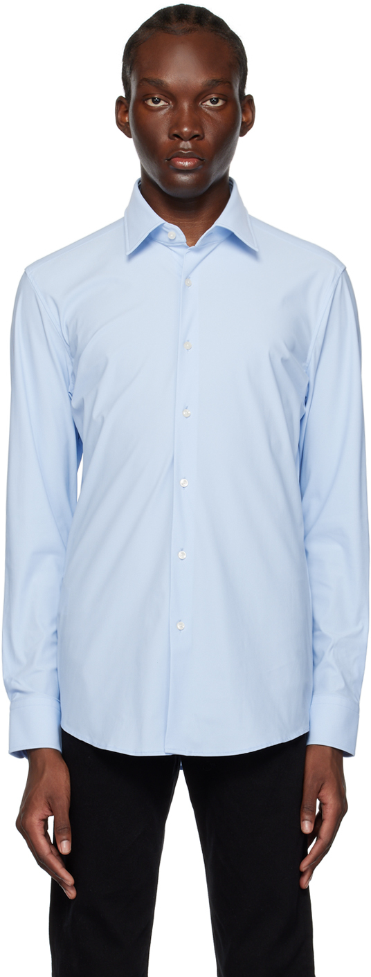 BOSS: Blue Slim-Fit Shirt | SSENSE