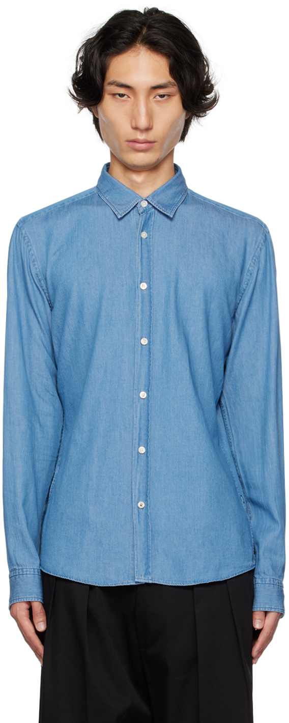 Hugo Boss Blue Slim-fit Shirt In 426 - Medium Blue