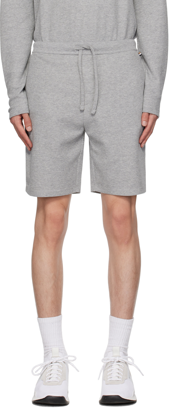 Hugo Boss Gray Embroidered Shorts In 034 - Medium Grey