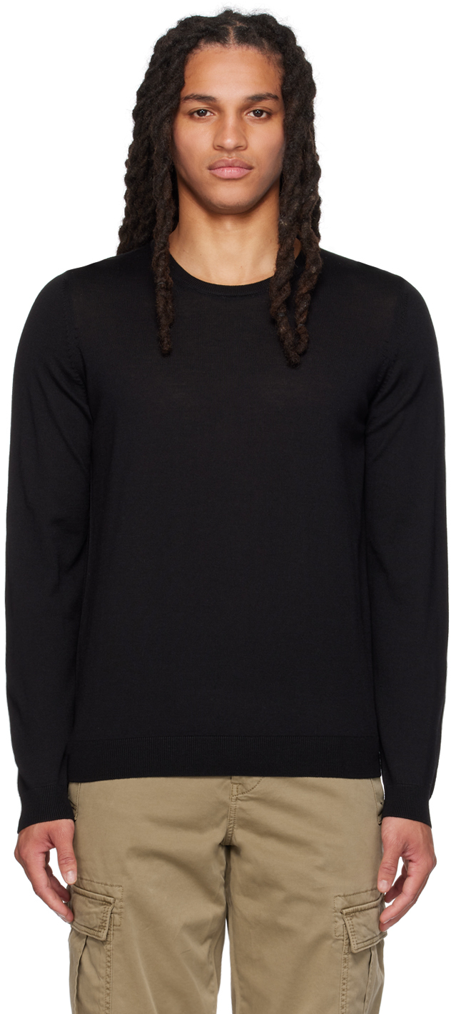 Hugo Boss Black Slim-fit Sweater In 001 - Black