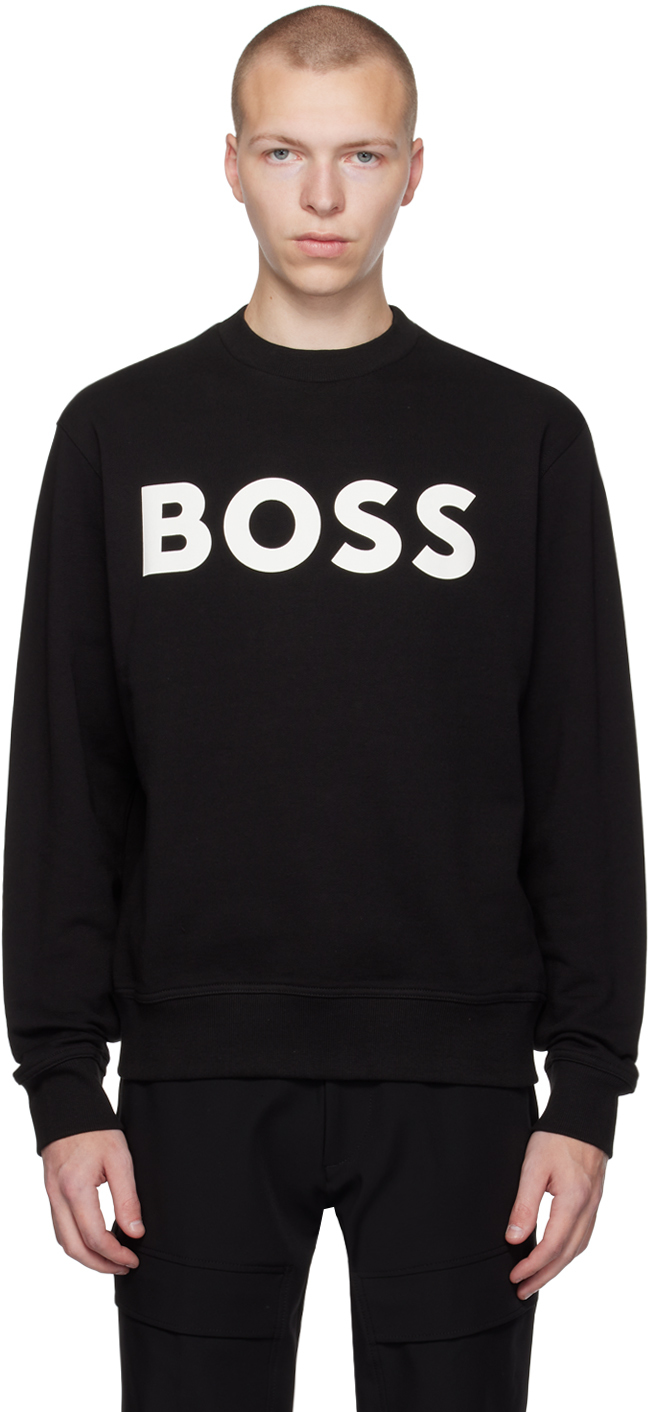 Hugo Boss Black Relaxed-fit Sweatshirt In 001 - Black
