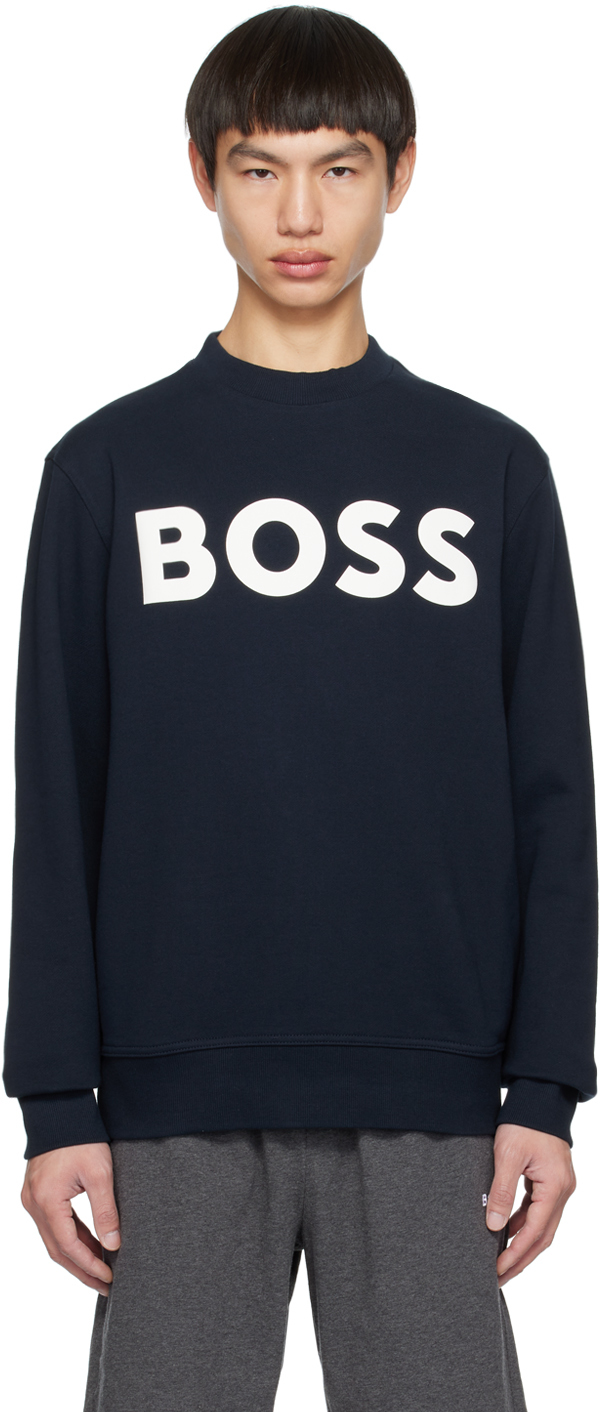 Hugo Boss Navy Bonded Sweatshirt In 404 - Dark Blue