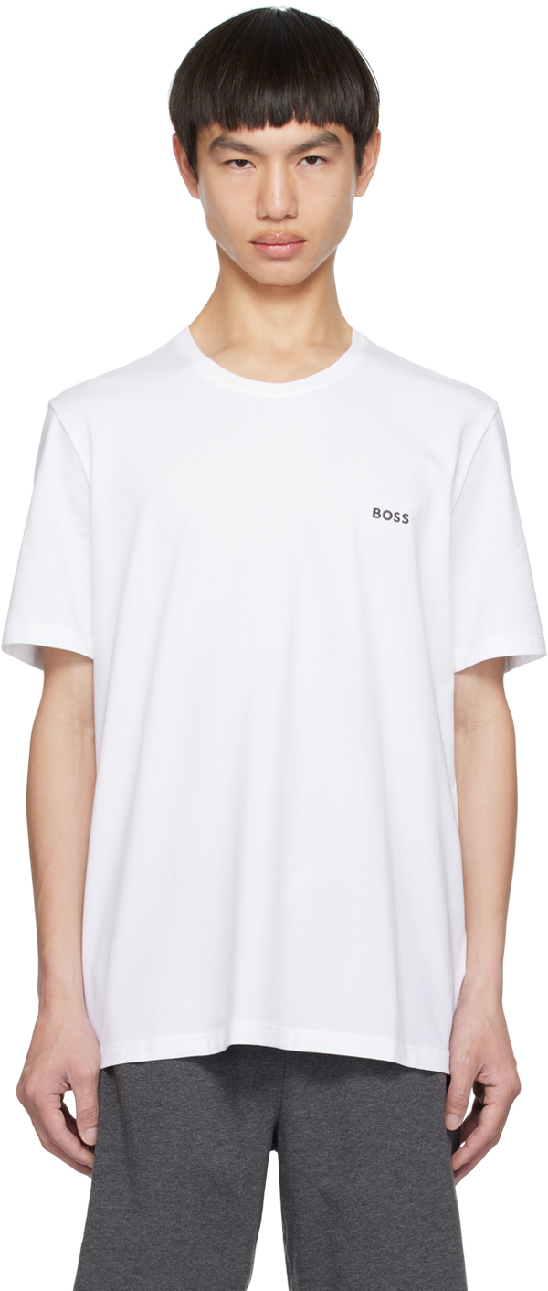 HUGO BOSS WHITE EMBROIDERED T-SHIRT