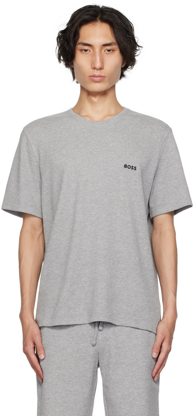 Hugo Boss Gray Embroidered T-shirt In 034 - Medium Grey