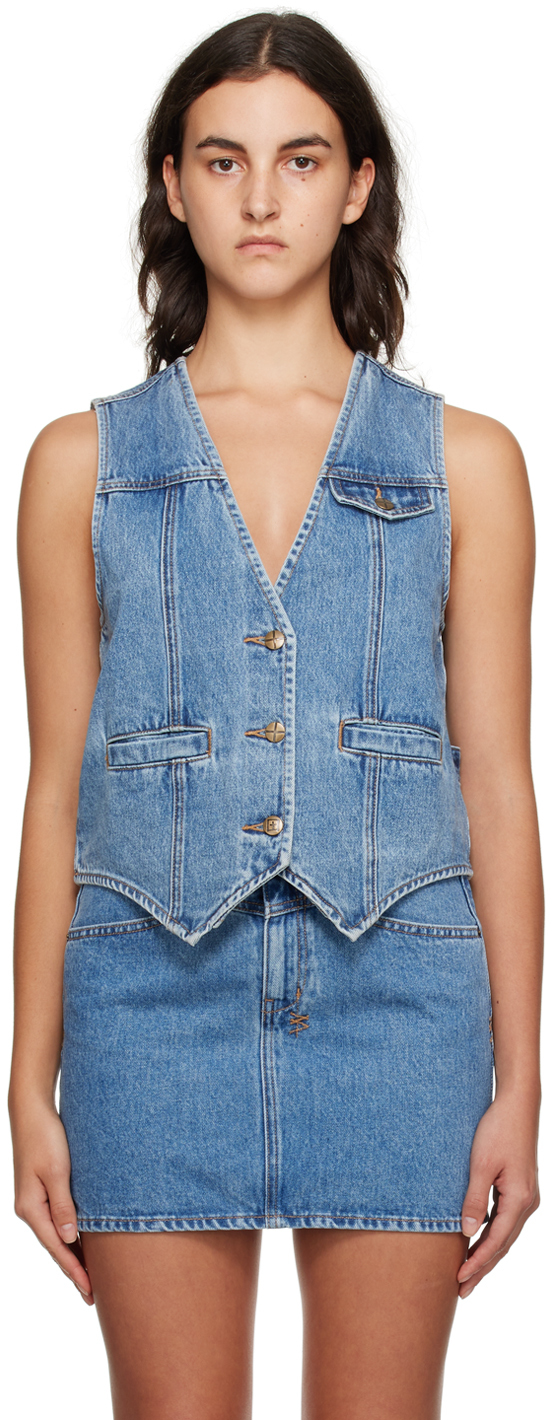 Ksubi Blue Faded Denim Vest