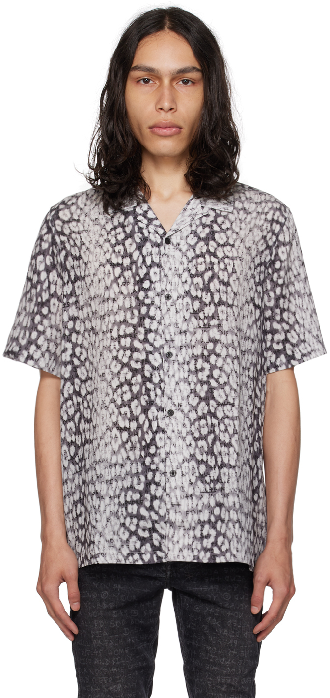 Ksubi Gray Whitenoise Leopard Resort Shirt In Assorted