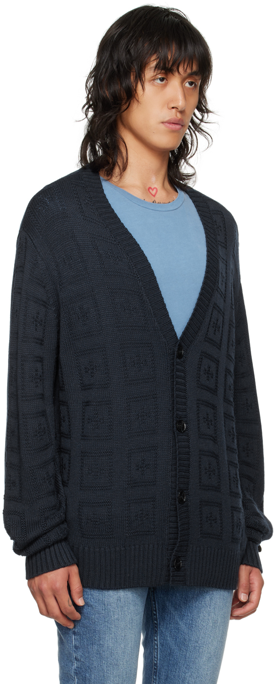 KSUBI NAVY CROSS OUT CARDIGAN 