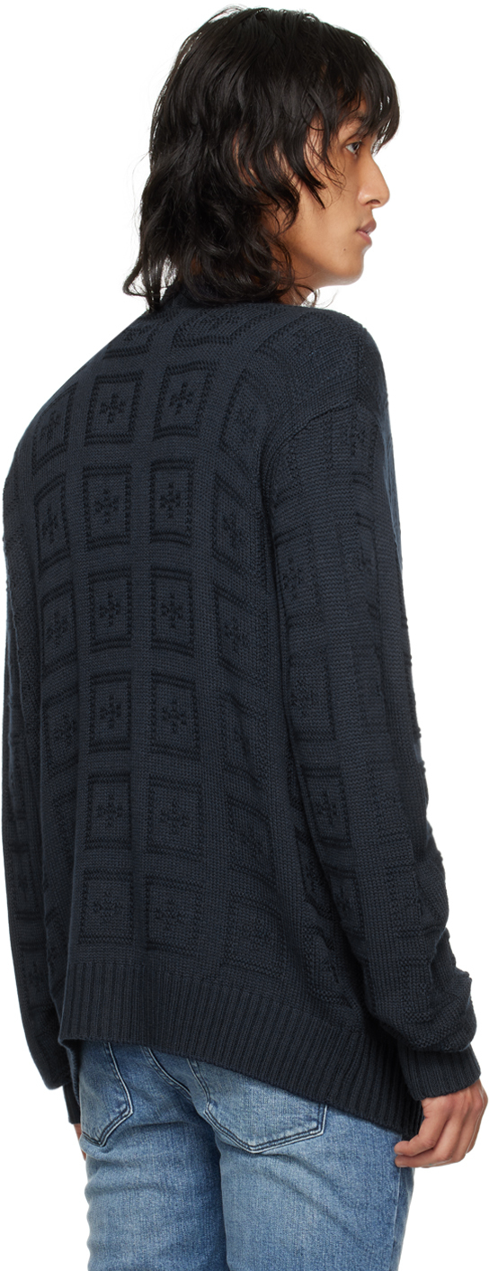 KSUBI NAVY CROSS OUT CARDIGAN 