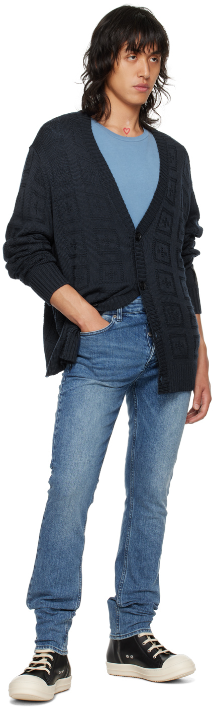 KSUBI NAVY CROSS OUT CARDIGAN 