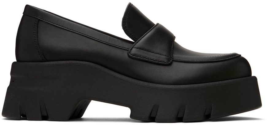 【関税込み】Gianvito Rossi ブラック Farren ローファー Farren leather platform penny loafers in black - Gianvito