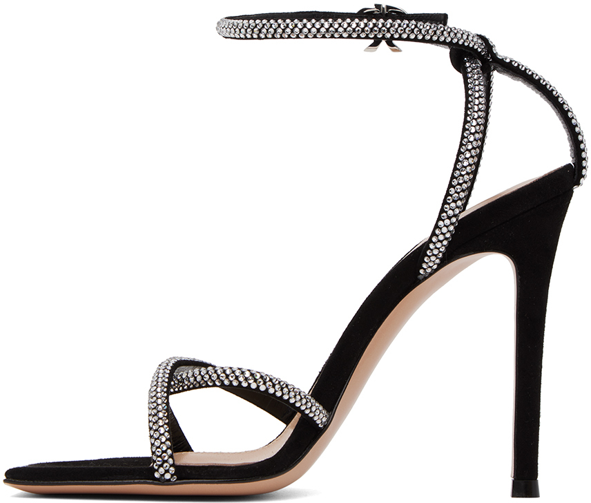 Gianvito Rossi Black Suede Heeled Sandals In Black