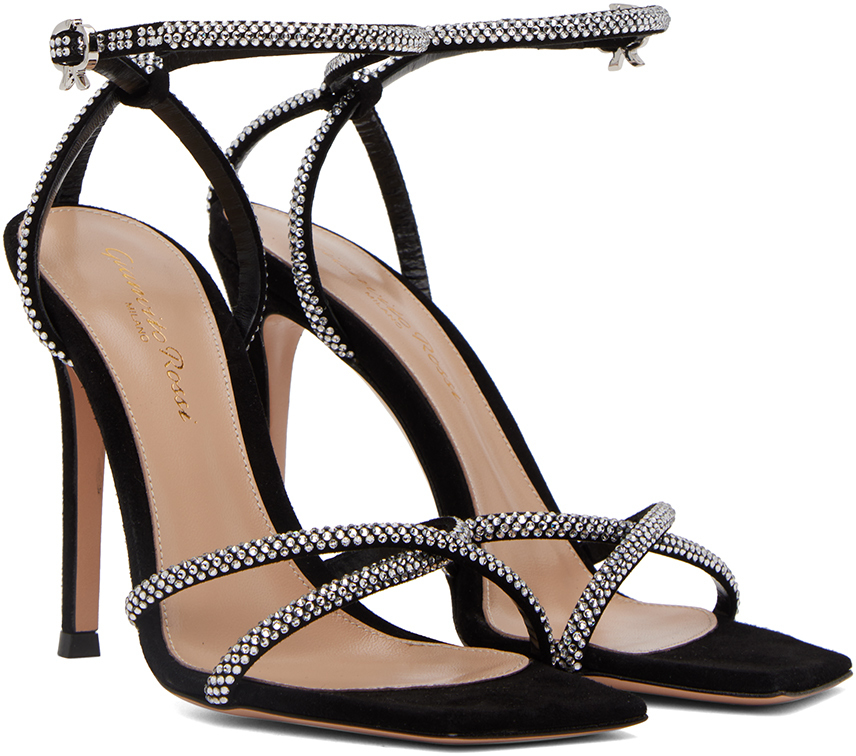Gianvito Rossi Black Suede Heeled Sandals In Black