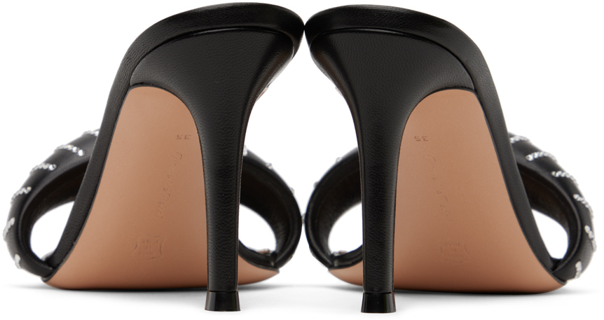 Gianvito Rossi Bijoux Crystal Puffy Slide Sandals In Black