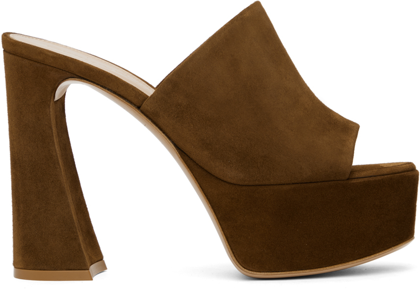 【関税込み】Gianvito Rossi ブラウン Holly ミュール Gianvito Rossi: ブラウン Holly ミュール | SSENSE 日本